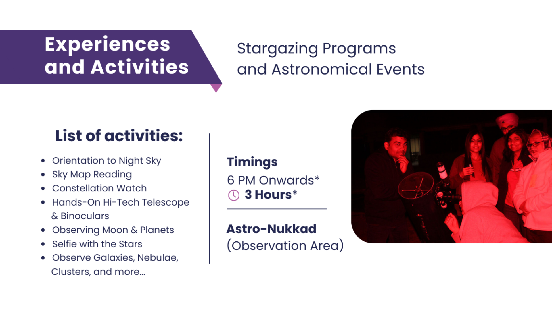 Stargazing activities at Astroport 1